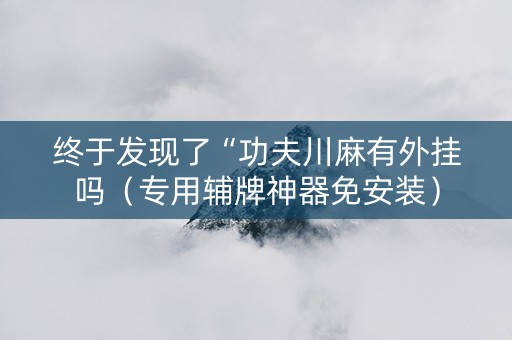 终于发现了“功夫川麻有外挂吗（专用辅牌神器免安装）