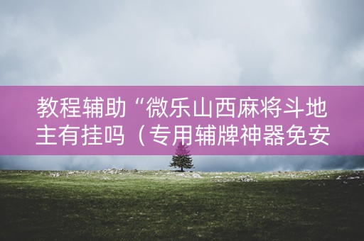 教程辅助“微乐山西麻将斗地主有挂吗（专用辅牌神器免安装）