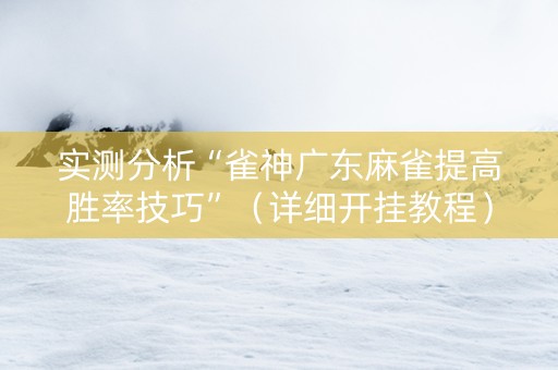 实测分析“雀神广东麻雀提高胜率技巧”（详细开挂教程）-哔哩哔哩