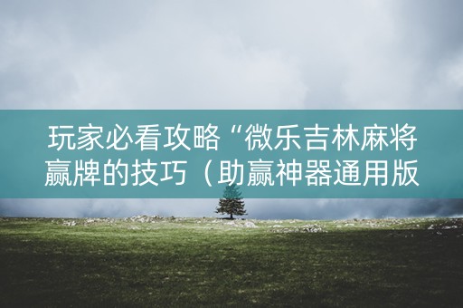 玩家必看攻略“微乐吉林麻将赢牌的技巧（助赢神器通用版）