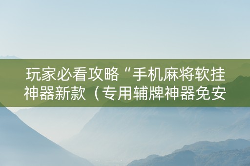 玩家必看攻略“手机麻将软挂神器新款（专用辅牌神器免安装）