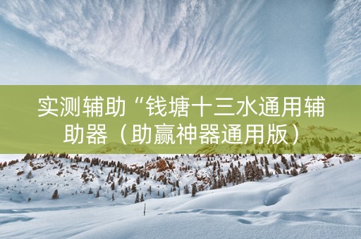 实测辅助“钱塘十三水通用辅助器（助赢神器通用版）