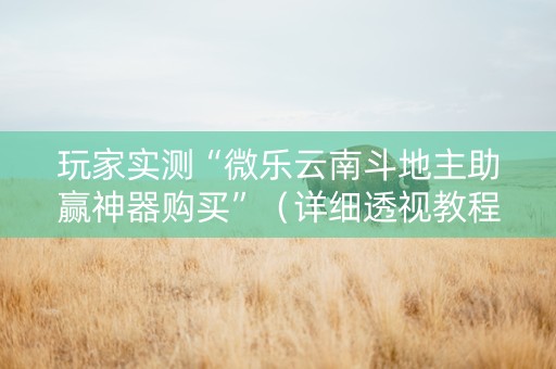 玩家实测“微乐云南斗地主助赢神器购买”（详细透视教程）-哔哩哔哩