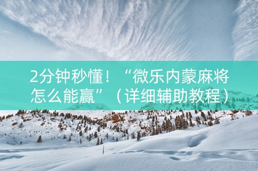 2分钟秒懂！“微乐内蒙麻将怎么能赢”（详细辅助教程）-哔哩哔哩