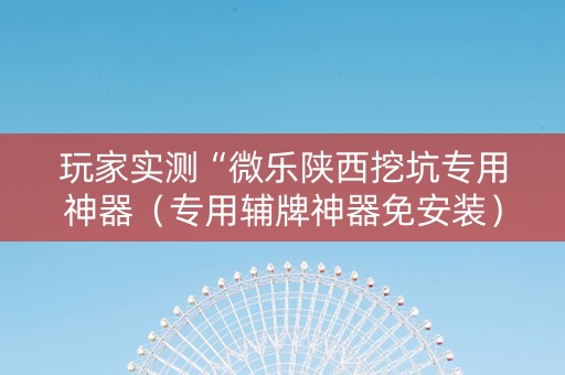 玩家实测“微乐陕西挖坑专用神器（专用辅牌神器免安装）
