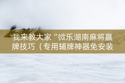 我来教大家“微乐湖南麻将赢牌技巧（专用辅牌神器免安装）