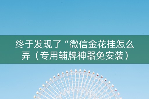 终于发现了“微信金花挂怎么弄（专用辅牌神器免安装）