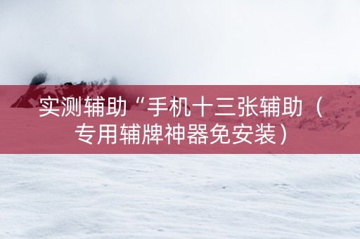 实测辅助“手机十三张辅助（专用辅牌神器免安装）