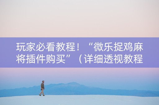 玩家必看教程！“微乐捉鸡麻将插件购买”（详细透视教程）-哔哩哔哩