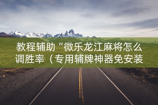 教程辅助“微乐龙江麻将怎么调胜率（专用辅牌神器免安装）