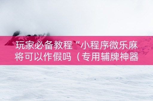 玩家必备教程“小程序微乐麻将可以作假吗（专用辅牌神器免安装）