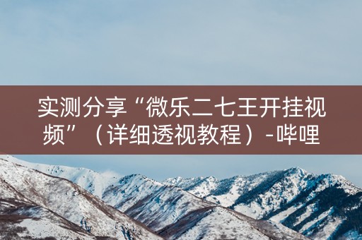实测分享“微乐二七王开挂视频”（详细透视教程）-哔哩哔哩