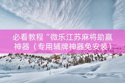 必看教程“微乐江苏麻将助赢神器（专用辅牌神器免安装）