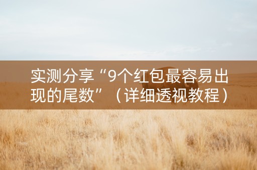 实测分享“9个红包最容易出现的尾数”（详细透视教程）-哔哩哔哩