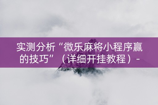 实测分析“微乐麻将小程序赢的技巧”（详细开挂教程）-哔哩哔哩