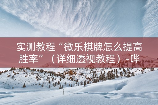 实测教程“微乐棋牌怎么提高胜率”（详细透视教程）-哔哩哔哩