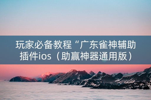 玩家必备教程“广东雀神辅助插件ios（助赢神器通用版）