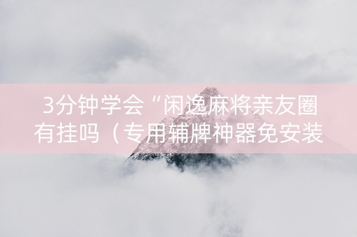 3分钟学会“闲逸麻将亲友圈有挂吗（专用辅牌神器免安装）