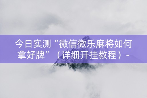 今日实测“微信微乐麻将如何拿好牌”（详细开挂教程）-哔哩哔哩
