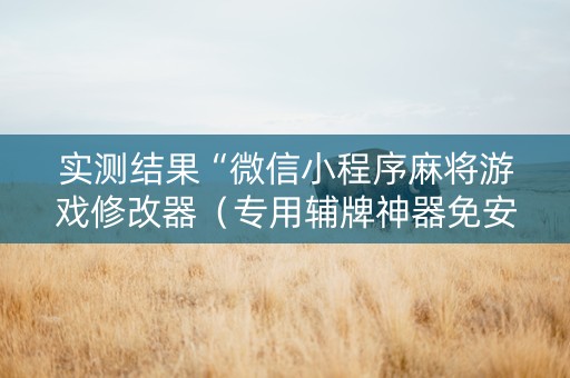 实测结果“微信小程序麻将游戏修改器（专用辅牌神器免安装）