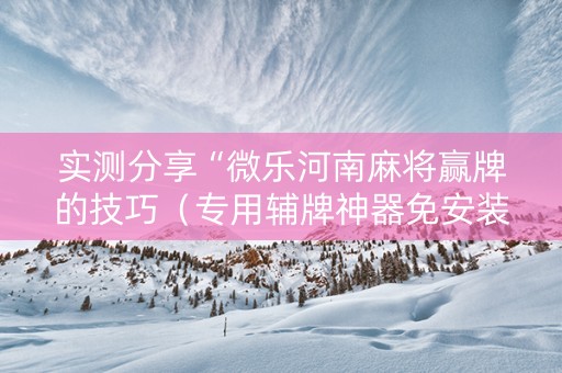 实测分享“微乐河南麻将赢牌的技巧（专用辅牌神器免安装）