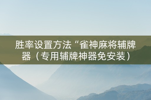 胜率设置方法“雀神麻将辅牌器（专用辅牌神器免安装）