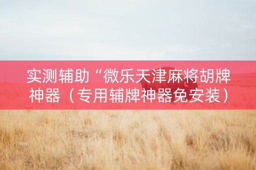 实测辅助“微乐天津麻将胡牌神器（专用辅牌神器免安装）