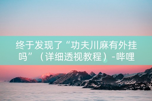 详细阅读:终于发现了“功夫川麻有外挂吗”(详细透视教程)-哔哩哔哩 终于发现了“功夫川麻有外挂吗”(详细透视教程)-哔哩哔哩