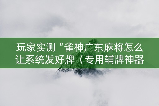 玩家实测“雀神广东麻将怎么让系统发好牌（专用辅牌神器免安装）
