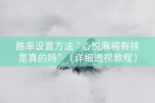 胜率设置方法“心悦麻将有挂是真的吗”（详细透视教程）-哔哩哔哩