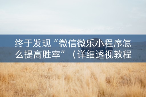 终于发现“微信微乐小程序怎么提高胜率”（详细透视教程）-哔哩哔哩