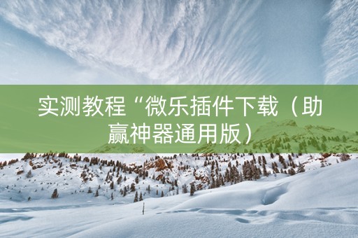 实测教程“微乐插件下载（助赢神器通用版）