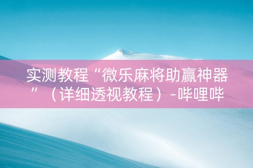 实测教程“微乐麻将助赢神器”（详细透视教程）-哔哩哔哩