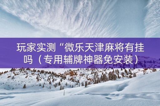 玩家实测“微乐天津麻将有挂吗（专用辅牌神器免安装）
