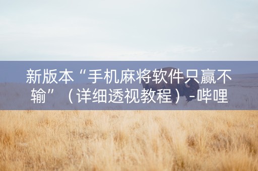 新版本“手机麻将软件只赢不输”（详细透视教程）-哔哩哔哩