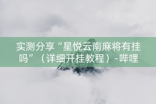 实测分享“星悦云南麻将有挂吗”（详细开挂教程）-哔哩哔哩