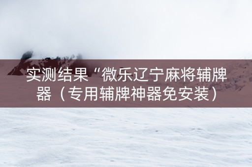 实测结果“微乐辽宁麻将辅牌器（专用辅牌神器免安装）