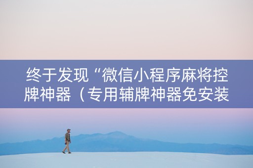 终于发现“微信小程序麻将控牌神器（专用辅牌神器免安装）