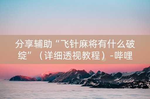 分享辅助“飞针麻将有什么破绽”（详细透视教程）-哔哩哔哩