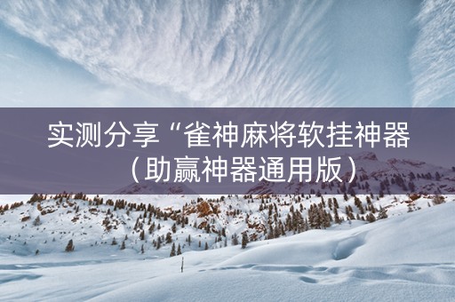实测分享“雀神麻将软挂神器（助赢神器通用版）
