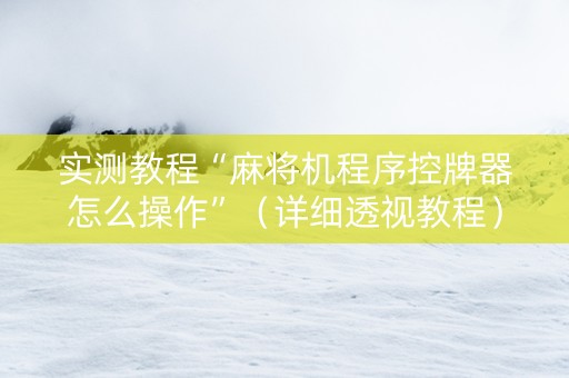 实测教程“麻将机程序控牌器怎么操作”（详细透视教程）-哔哩哔哩