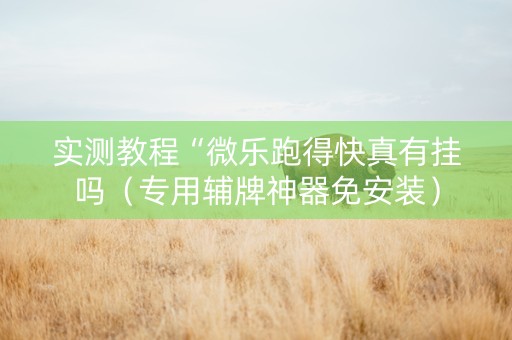 实测教程“微乐跑得快真有挂吗（专用辅牌神器免安装）