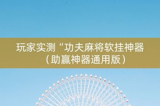 玩家实测“功夫麻将软挂神器（助赢神器通用版）