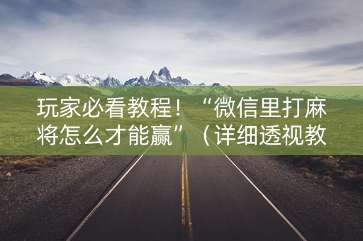 玩家必看教程！“微信里打麻将怎么才能赢”（详细透视教程）-哔哩哔哩