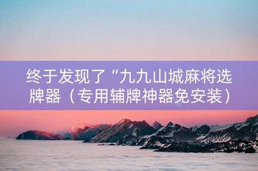 终于发现了“九九山城麻将选牌器（专用辅牌神器免安装）