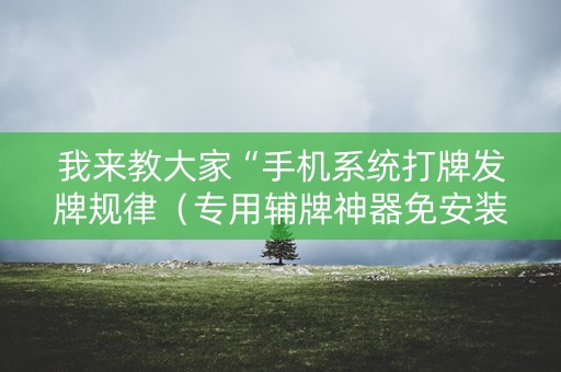 我来教大家“手机系统打牌发牌规律（专用辅牌神器免安装）