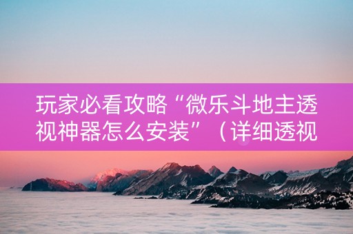 玩家必看攻略“微乐斗地主透视神器怎么安装”（详细透视教程）-哔哩哔哩