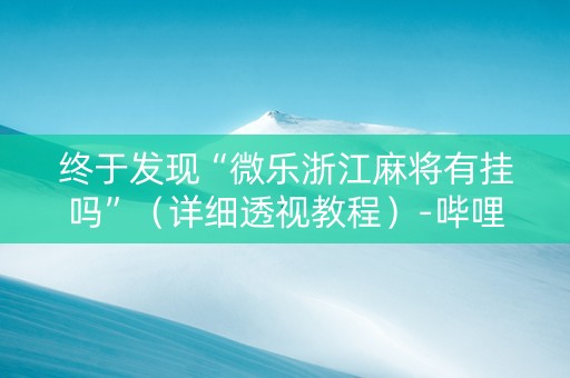 终于发现“微乐浙江麻将有挂吗”（详细透视教程）-哔哩哔哩