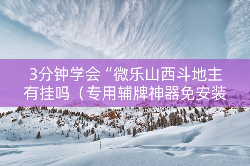 3分钟学会“微乐山西斗地主有挂吗（专用辅牌神器免安装）