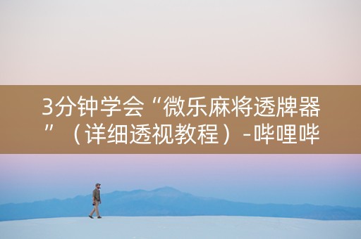 3分钟学会“微乐麻将透牌器”（详细透视教程）-哔哩哔哩